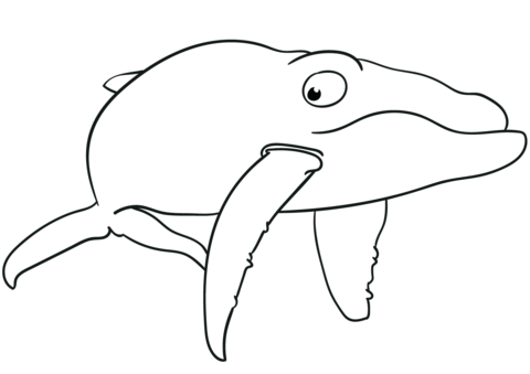 Cartoon Blue Whale Coloring Page